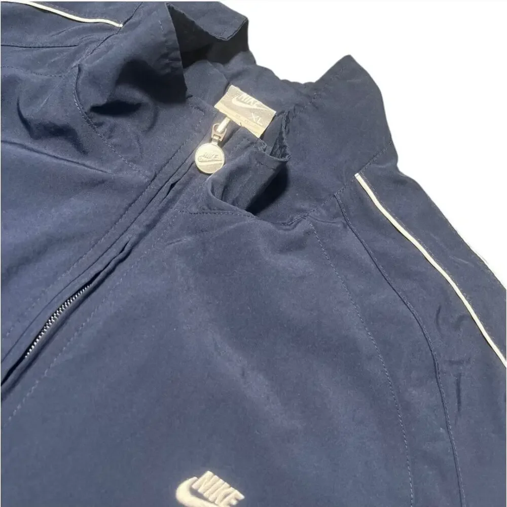 Vintage Nike Windbreaker Full Zip Jacket, Navy Blue White Stripe, Size XL